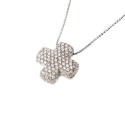 Necklace with diamonds square cross