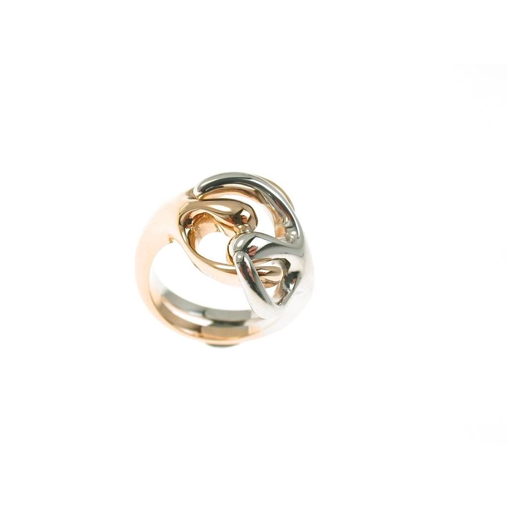 Anello Abbraccio Piccolo in Oro Bianco e Oro Rosa