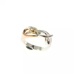 Anello Abbraccio Stilizzato in Oro Bianco e Oro Rosa