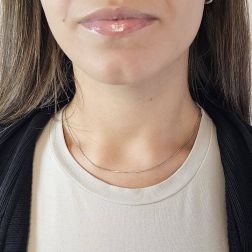 Photo of worn 40cm Necklace Faceted Venetian 0.8mm White Gold
