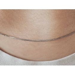Photo of worn 40cm Necklace Faceted Venetian 0.8mm White Gold
