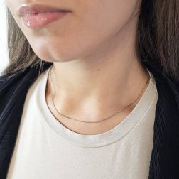 Photo of worn 40cm Necklace Faceted Venetian 0.8mm White Gold