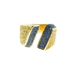 Ring with Blue and Yellow Gold Zircons