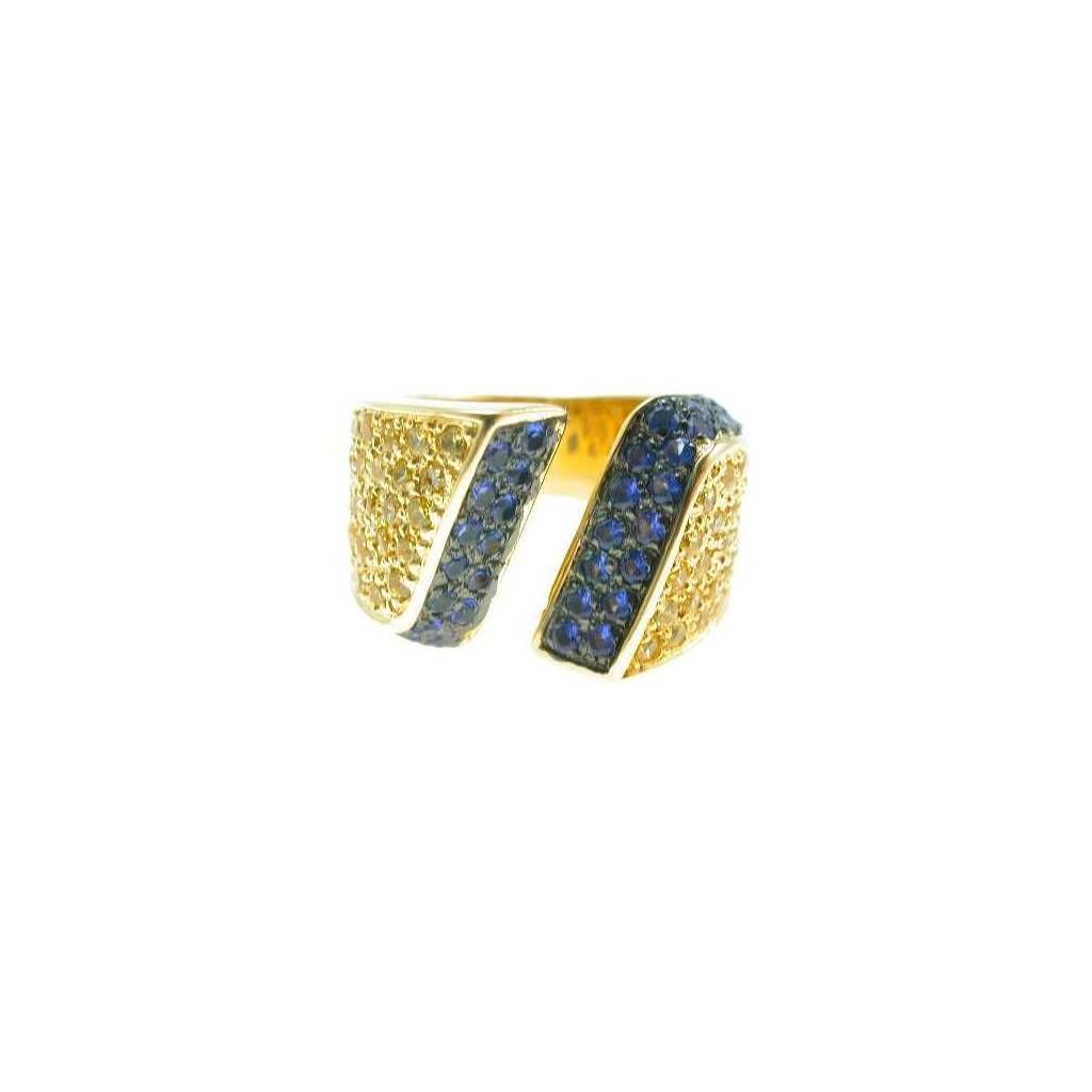 Ring with Blue and Yellow Gold Zircons
