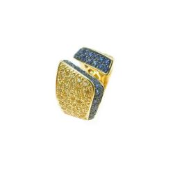 Ring with Blue and Yellow Gold Zircons