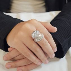 Photo of worn Drop ring with zircons White Gold