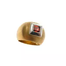 Anello Granato quadrato Oro Giallo