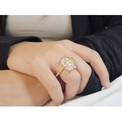 Photo of worn Rose Quartz Ring Yellow Gold
