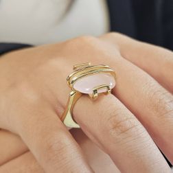 Photo of worn Rose Quartz Ring Yellow Gold