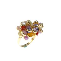 Yellow Gold Ring with Coloured stones Cluster