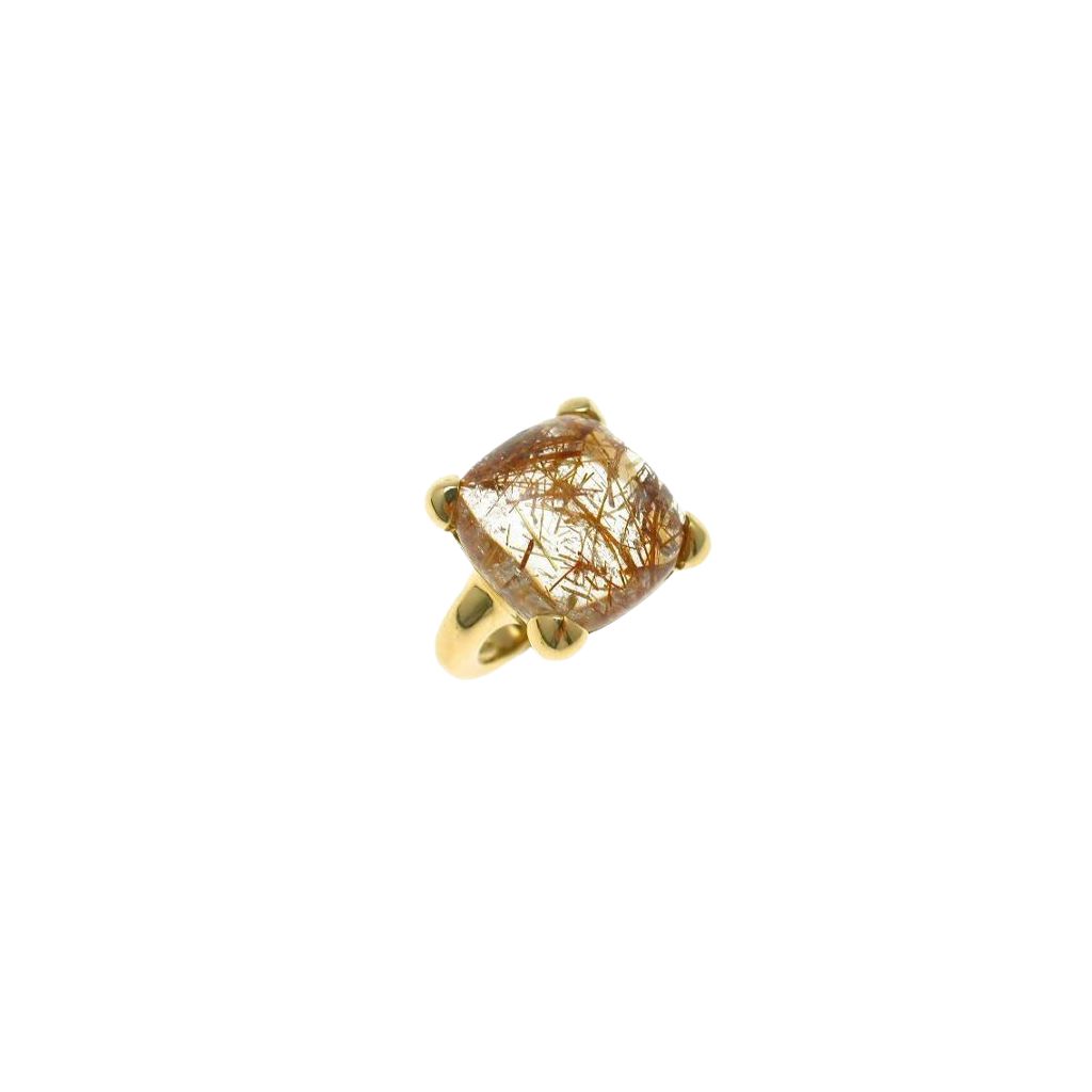Anello Quarzo Rutilato Oro Giallo