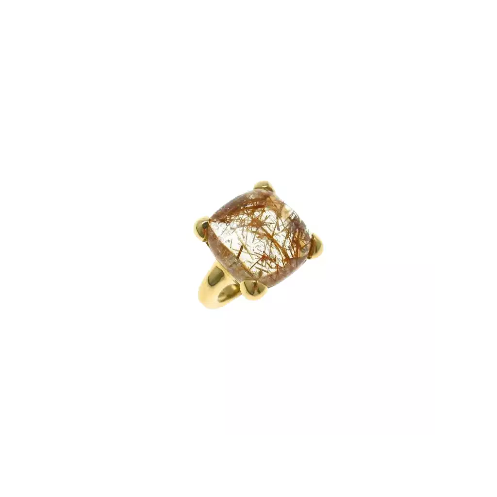 Rutilated Quartz Yellow Gold Ring