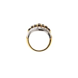 Anello Glass Globe con Zirconi verde scuro in Oro Giallo e Bianco