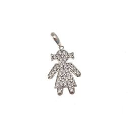 Baby-girl charm in 18kt white gold with cubic zirconia