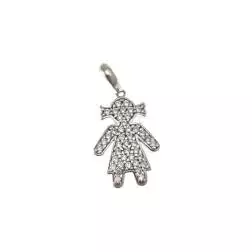 Ciondolo Bimba con zirconi Oro Bianco