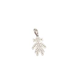 Baby-girl charm in 18kt white gold with cubic zirconia