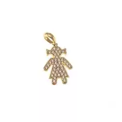 Ciondolo Bimba con zirconi Oro Giallo