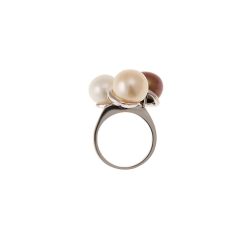 White Gold Tricolor Pearl Ring