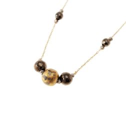 Necklace Yellow and Black Sphere