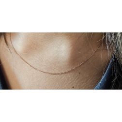 Photo of worn Necklace 45 cm x 0.6mm Brilliant chain in 18kt Rose Gold