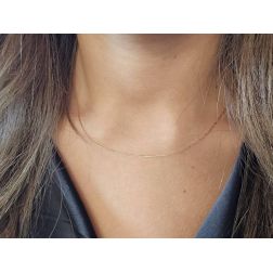 Photo of worn Necklace 45 cm x 0.6mm Brilliant chain in 18kt Rose Gold