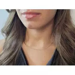 Photo of worn Necklace 45 cm x 0.6mm Brilliant chain in 18kt Rose Gold