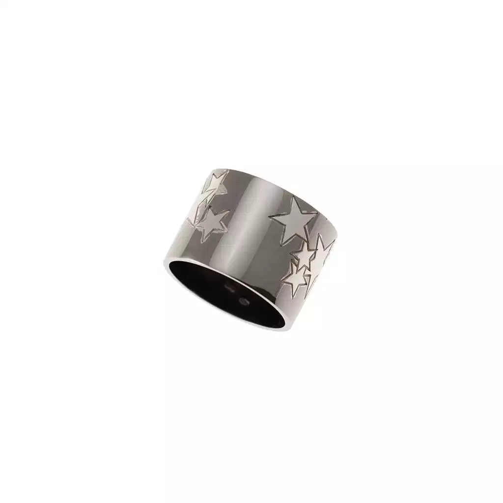 Anello a fascia Stellato in Oro Bianco e Nero
