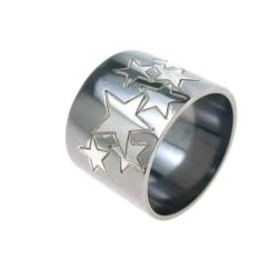 White and black gold star ring