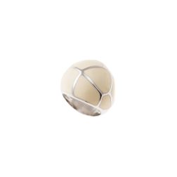 Anello Bombato Smalto Bianco Effetto Marmorizzato Oro Bianco