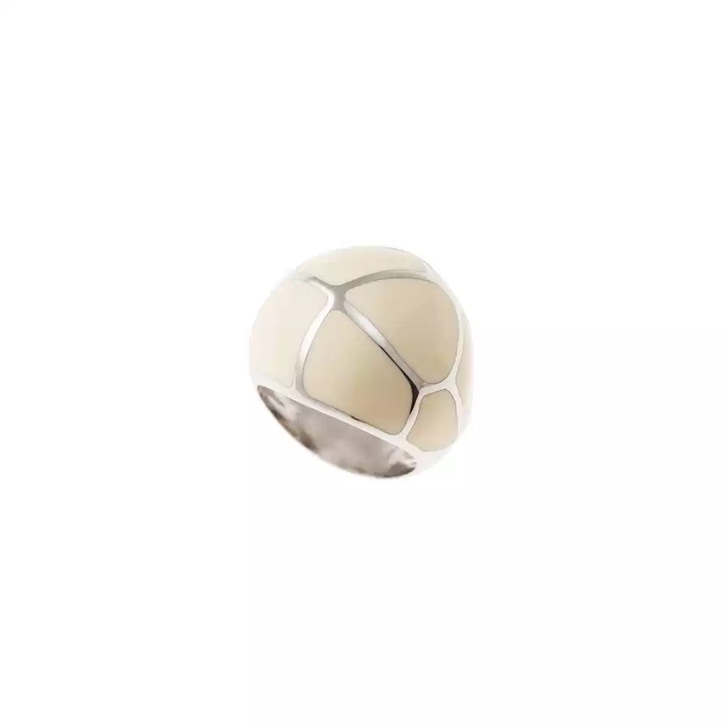 White Gold Domed Enamel Ring