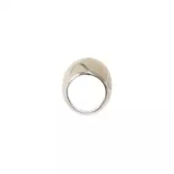 Anello Bombato Smalto Bianco Effetto Marmorizzato Oro Bianco