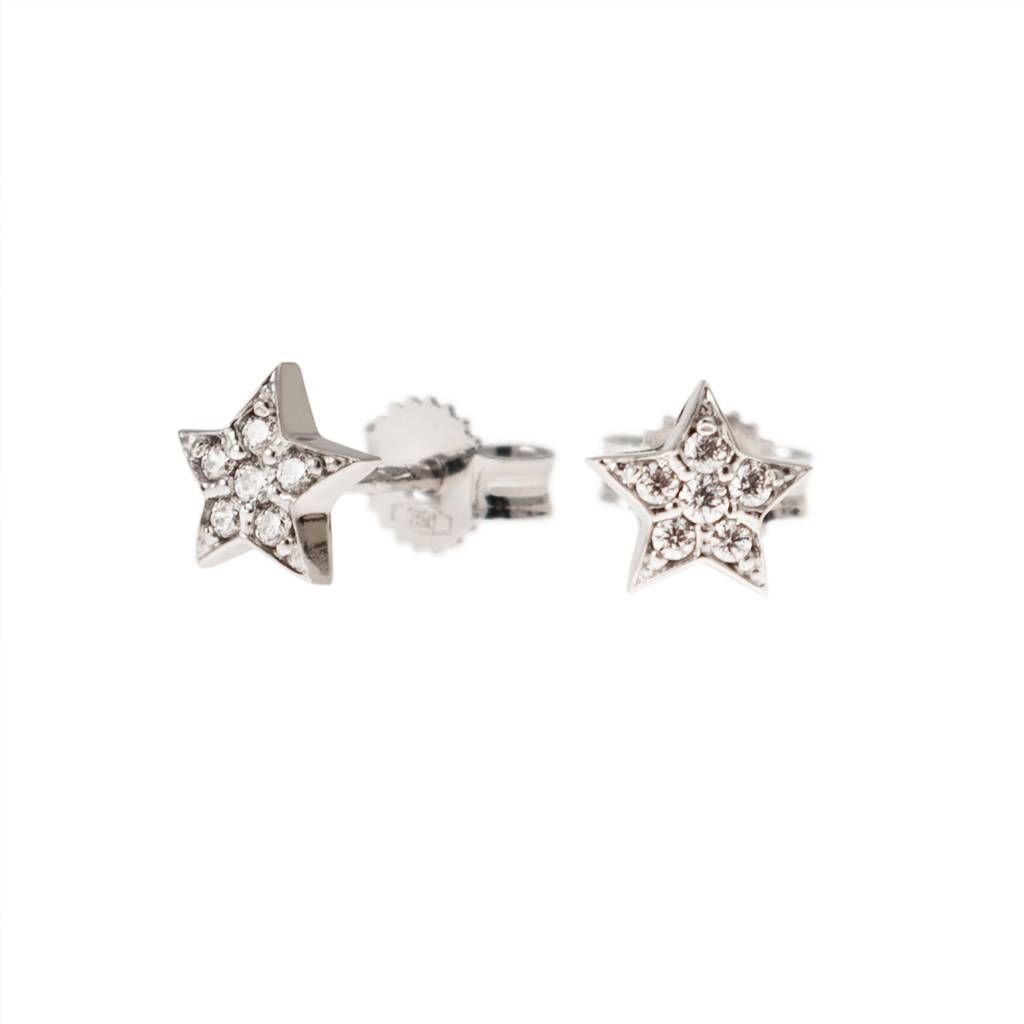 Star earrings with zircons and white gold