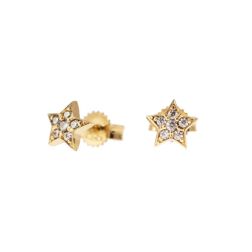 Star earrings with zircons and yellow gold
