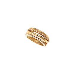 4 staggered wire ring with zircons, in Yellow Gold