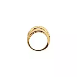 4 staggered wire ring with zircons, in Yellow Gold