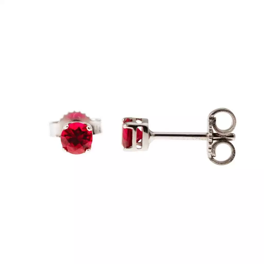 Orecchini Punto Luce Zircone Rosso 4mm