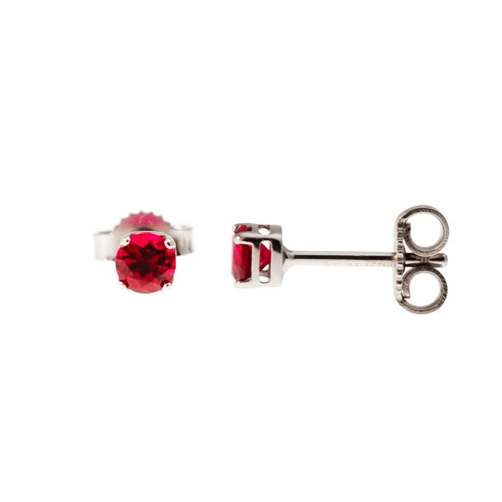 Red Zircon Light Point Earrings 4mm