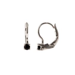 Classic Hook Earrings Point of Light in White Gold with Black Zircon