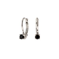 Classic Hook Earrings Point of Light in White Gold with Black Zircon