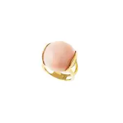 Anello Confetto Calcedonio Rosa Oro Giallo