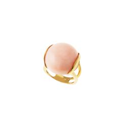 Yellow Gold Pink Chalcedony Ring