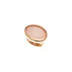 Anello Quarzo Rosa Ovale Oro Rosa