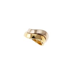 Double Wave Squared Ring in Yellow and White Gold