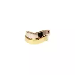 Double Wave Squared Ring in Yellow and White Gold