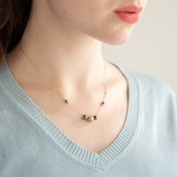 Photo of worn Necklace Yellow and Black Sphere