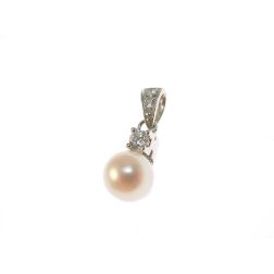 Freshwater pearl and zircon pendant