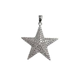 Star pendant with zircons in 18kt White Gold