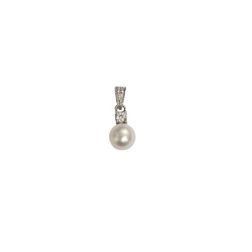 Freshwater pearl and zircon pendant