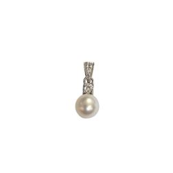 Freshwater pearl and zircon pendant