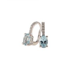 Aquamarine 8mm x 6mm and Diamond earrings